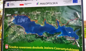 Mapa ścieżki rowerowej dookoła Jeziora Czorsztyńskiego. Gdzie zacząć? Trasa Velo Dunajec biegnie malowniczymi terenami Małopolski.