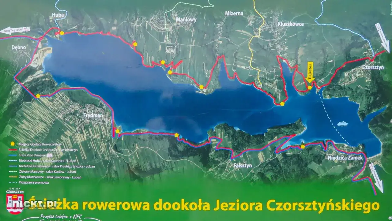 Mapa szlaków rowerowych wokół Jeziora Czorsztyńskiego. Gdzie zacząć podróż Velo Czorsztyn? Zobacz trasę i punkty obsługi rowerzystów.